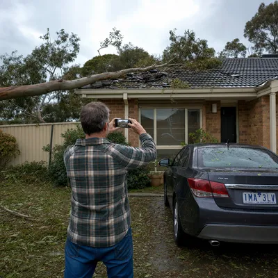 Photographing storm damage for an insurance claim in Ballarat